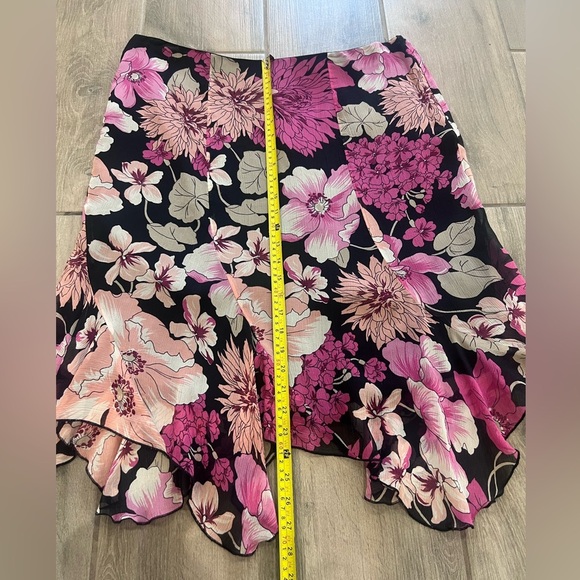 Karen Kane Pink Floral Plus Size 100% Silk Skirt Side Zipper Lined Size 14 - Picture 6 of 6